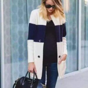 La Fee Verte Anthropologie Colorstripe Cardigan‎ Navy Blue White Size Medium